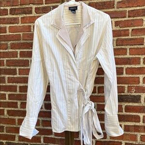 Banana Republic Cream Striped Wrap Top